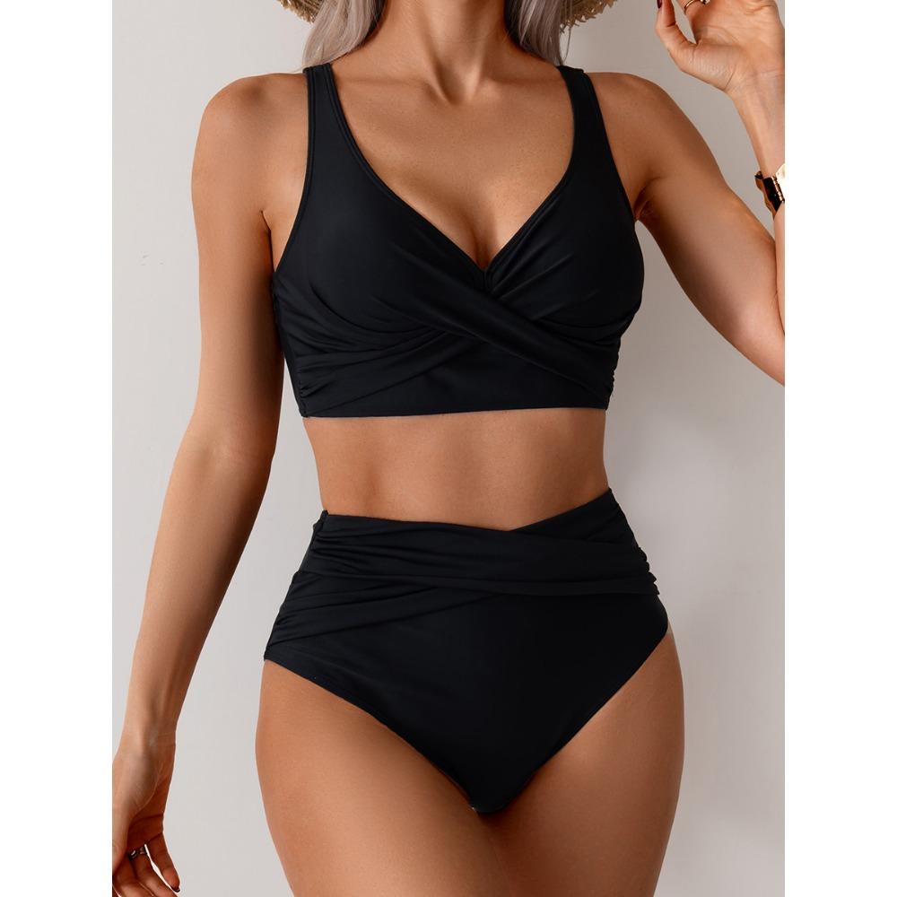 OFTBUY 2025 Nové letní sexy barevné stylové plavky Dámské 2dílné bikiny Set Odnímatelná podprsenka Wickedwrap Plážové plavky Dámské