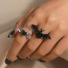 Dark Fashion Spider Web Heart Ring Zinc Zinc Alloy Halloween Opening Ring Gothic Bat Ring  Cosplay Jewelry