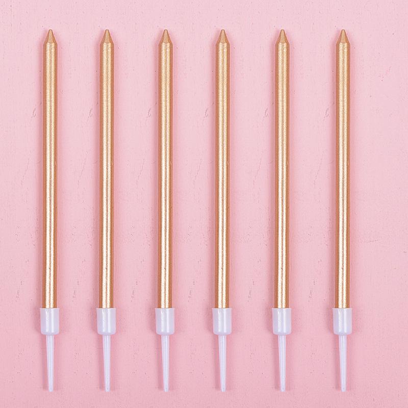 Gold-Stemmed Long Candles for Romantic Wedding Dinner