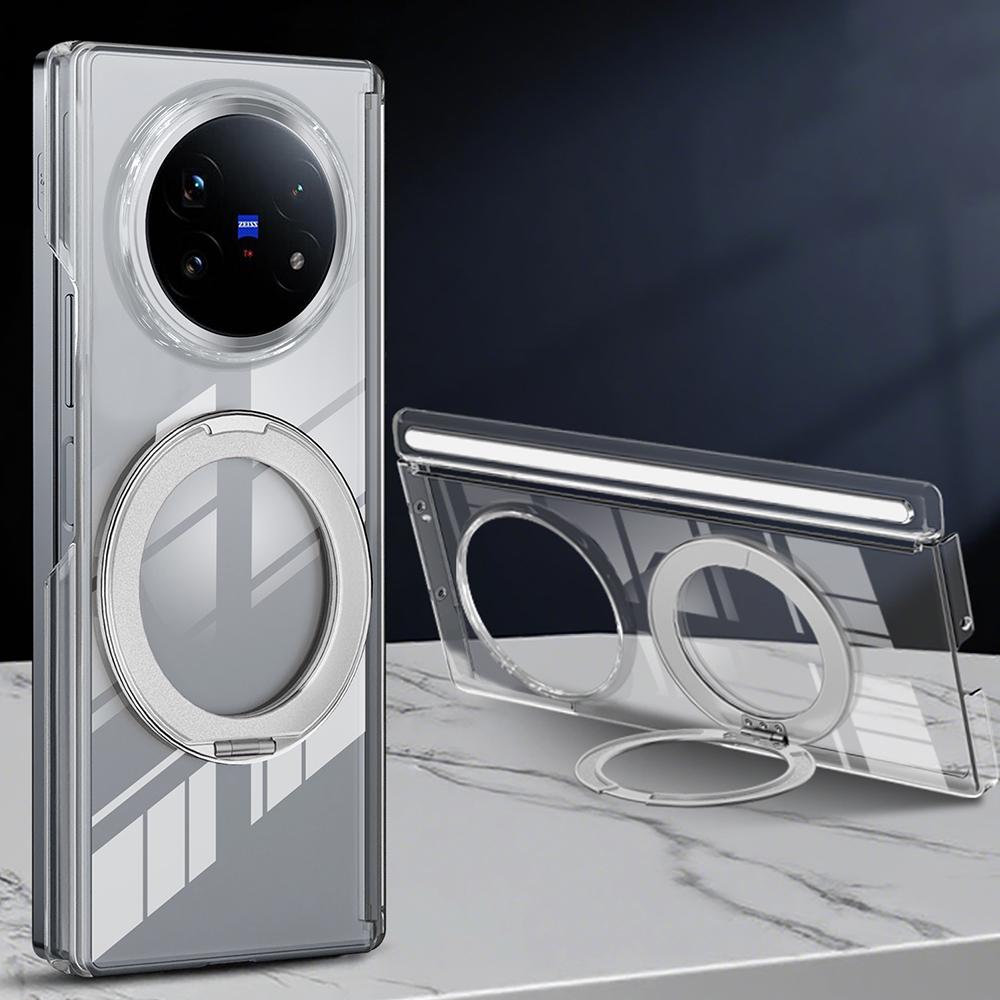 

For vivo X Fold5 5G Kickstand Crystal Magnetic Case TPU PC Phone Cover Magnetic Hinge Protection
