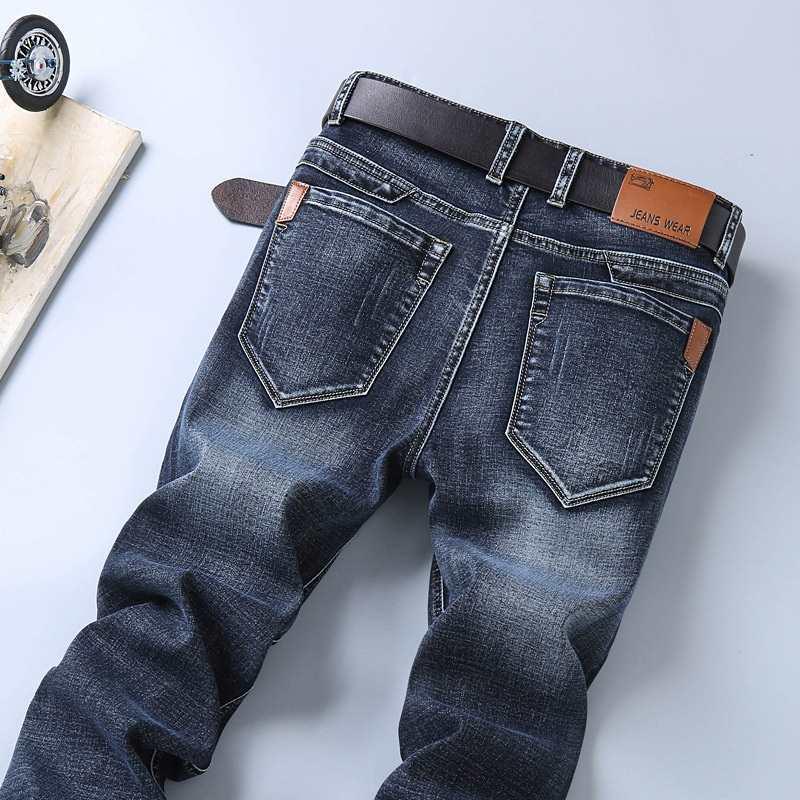 Elastic Men's Jeans: Spring/Summer Straight, Loose, Large Size, Wear-Resistant, Casual Work Pants with Free Shipping