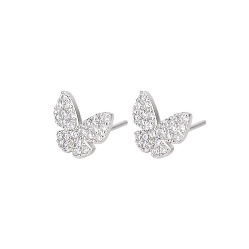 S925 Silver Butterfly Stud Earrings For Women Niche Design Elegant Light Luxury Exquisite Fashion Trendy Jewelry