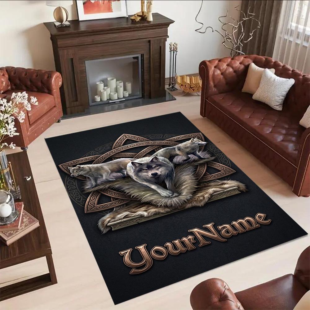 Gothic Illustrations Customizable Name Floor Rug Office Rug Design for Bedrooms Dining Room Kitchen Living Rooms Antislip Carpet Office Home Decor