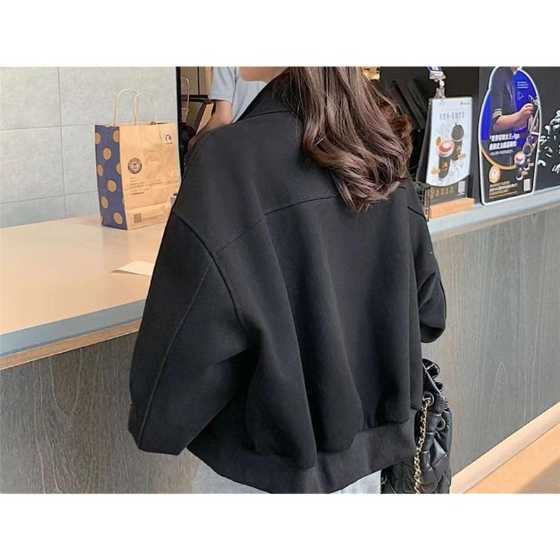 Damen Stehkragen Locker Reißverschluss Freizeitjacke