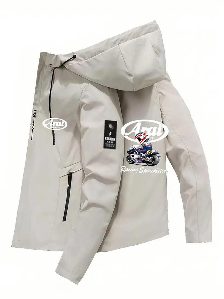 Winddichte Herren-Sportjacke – Frühjahr/Herbst-Modell mit Buchstabenprint für Bergsteiger