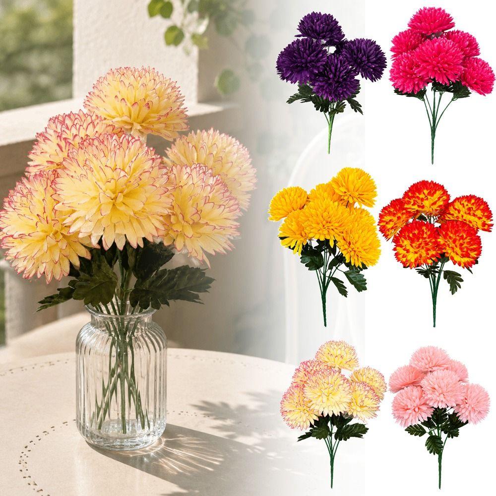 Multicolor Chrysanthemum Artificial Flower 7 Heads Decorative Flower Faux Floral Event Supplies