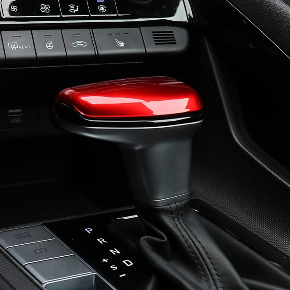 Gloss Red Gear Shift Lever Knob Cover Trim For Hyundai Elantra Tucson Santa Cruz LHD