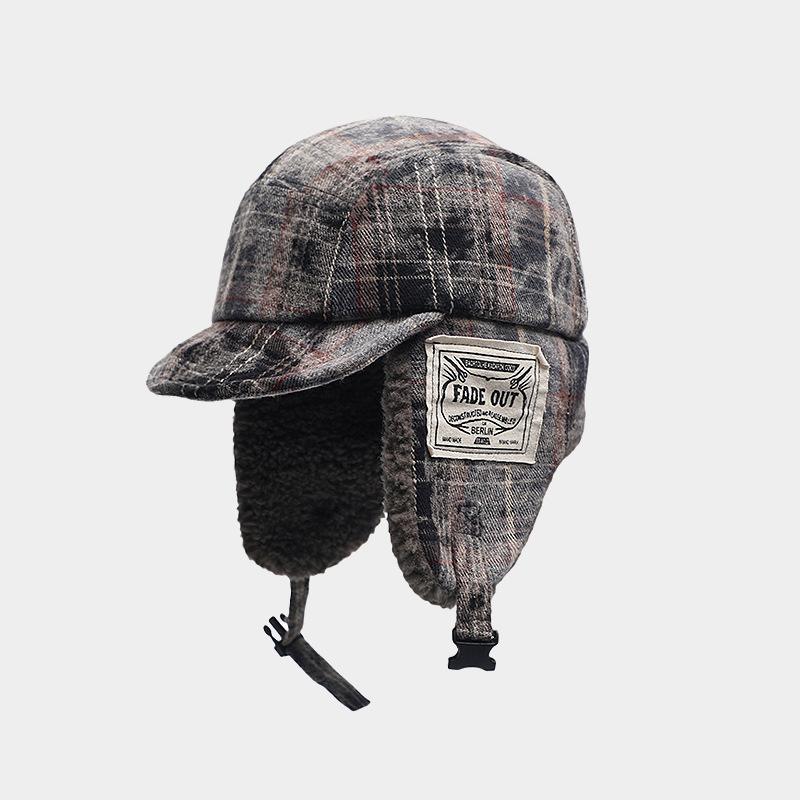 

Women Autumn Winter Thickened Warm Ear Protection Pilot Bomber Hat Japanese Trendy Brand Cold-proof Ski Lei Feng Hat Men