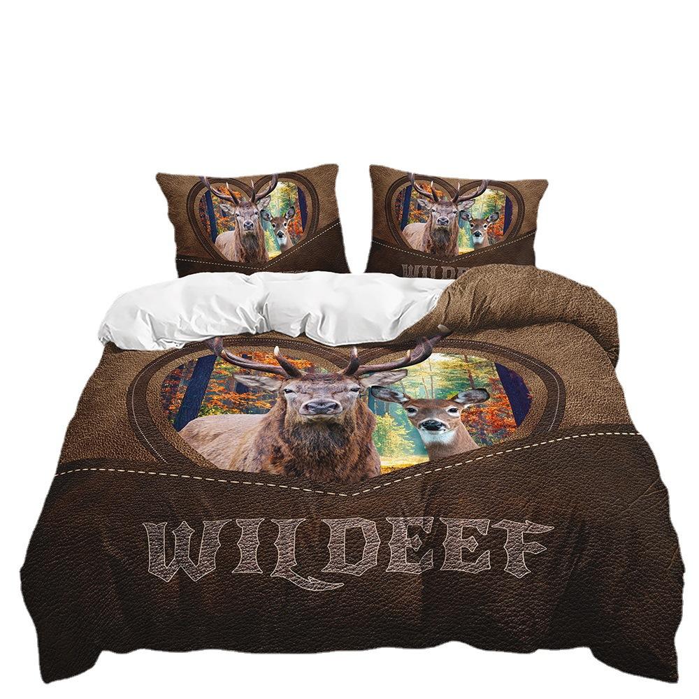 Bett Dreiteiliges Tier-Set Elch Bettbezug Zweiteiliges Schlafzimmer