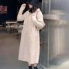 Women Hooded Knit Long Dresses Thick Straight Splice Dress Solid Full Sleeve Casual Loose Vintage Office Lady Autumn Winter