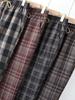 Spring Style Fashionable Plaid Elastic High Waist Pants for Middle-aged and Elderly Women