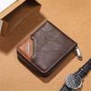 Men’s PU Leather Zip Around 3 Folding Wallet RFID Card Holder ID Window Coin Pocket Short Compact Wallet Cash Purse