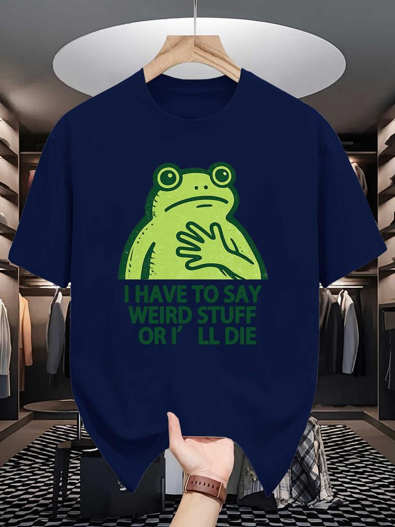 Unisex Crew Neck Tee Funny Frog Quote Graphic Print Soft Cotton Loose Breathable Short Sleeve Summer Casual Street Wear Tee Tops