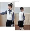 Girls' 2025 Spring & Autumn Fashion Set: Knitted Vest and Shirt Two-Piece Set for Kids