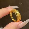 Glossy Satin Rings for Women Fashion and Exquisite Light Luxury Antique Gold Craftsm Fine Wide Ring Couple Style Jewelry Gift