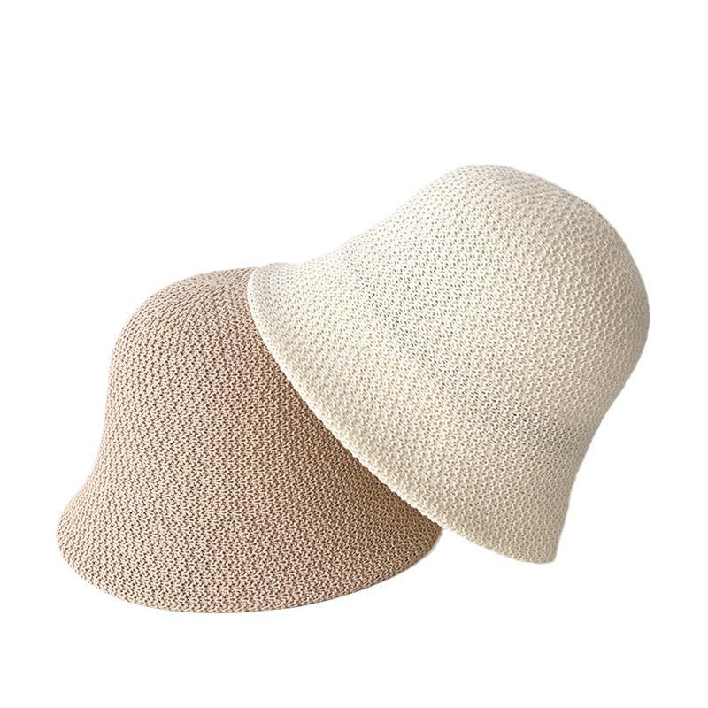 Solid color bucket hat women's spring and autumn breathable sun hat travel sunscreen hat showing washbasin cap foldable