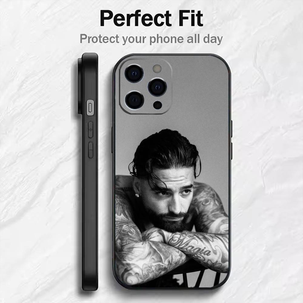 HAWAI Singer M-Maluma Phone Case For iPhone17,16,15,14,13,12 Plus,Max Soft Silicone Black Cover iPhone14