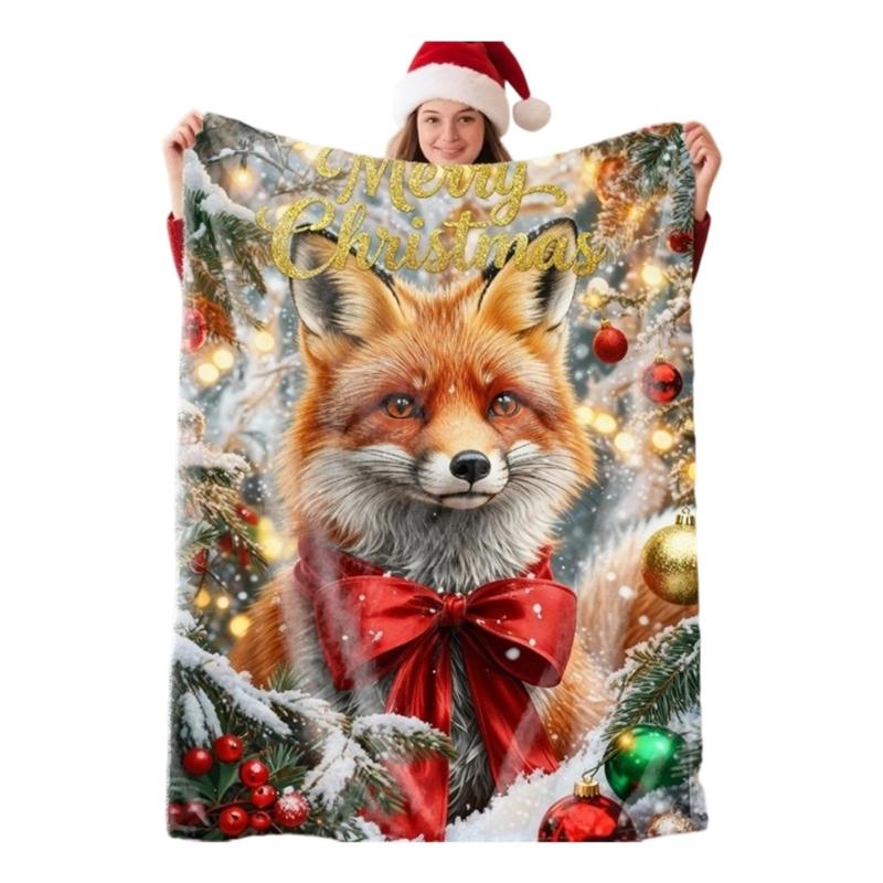 (1pc)Lovely Christmas Animal Blanket Fuzzy Cartoon Blanket for Kids Teens Great New Year Gifts