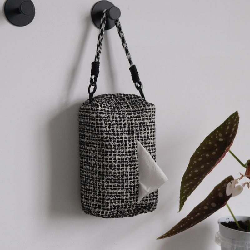 Car tissue box Premium car suspension strap tissue bag Fabric storage Household high-end pumping paper box length 17*width 11*height 8