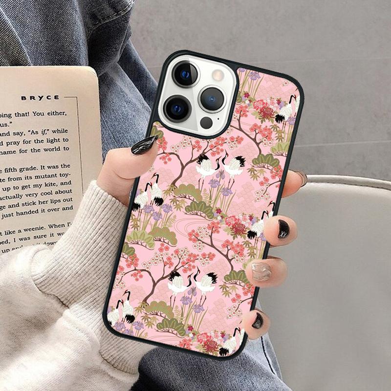 Japanese Cranes Art Phone Case for iPhone 17 Air 16 16e 15 Plus for Apple 13 11 12 14 Pro Max Cover coque Shell