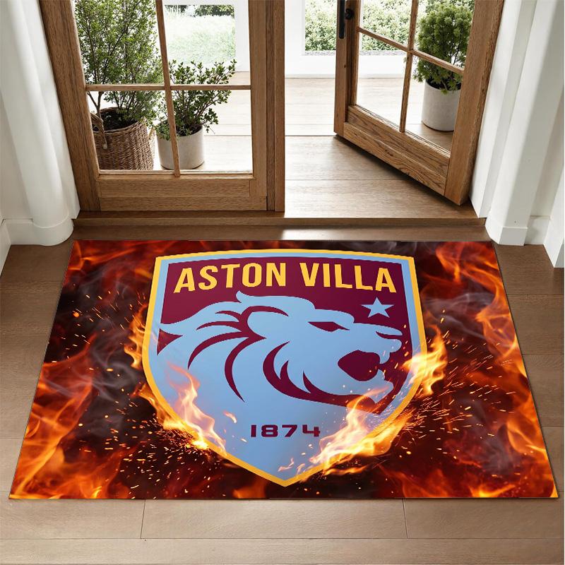 Aston Villa Football Design Crystal Velvet Rug Soft Decorative Mat for Bedroom Entrance