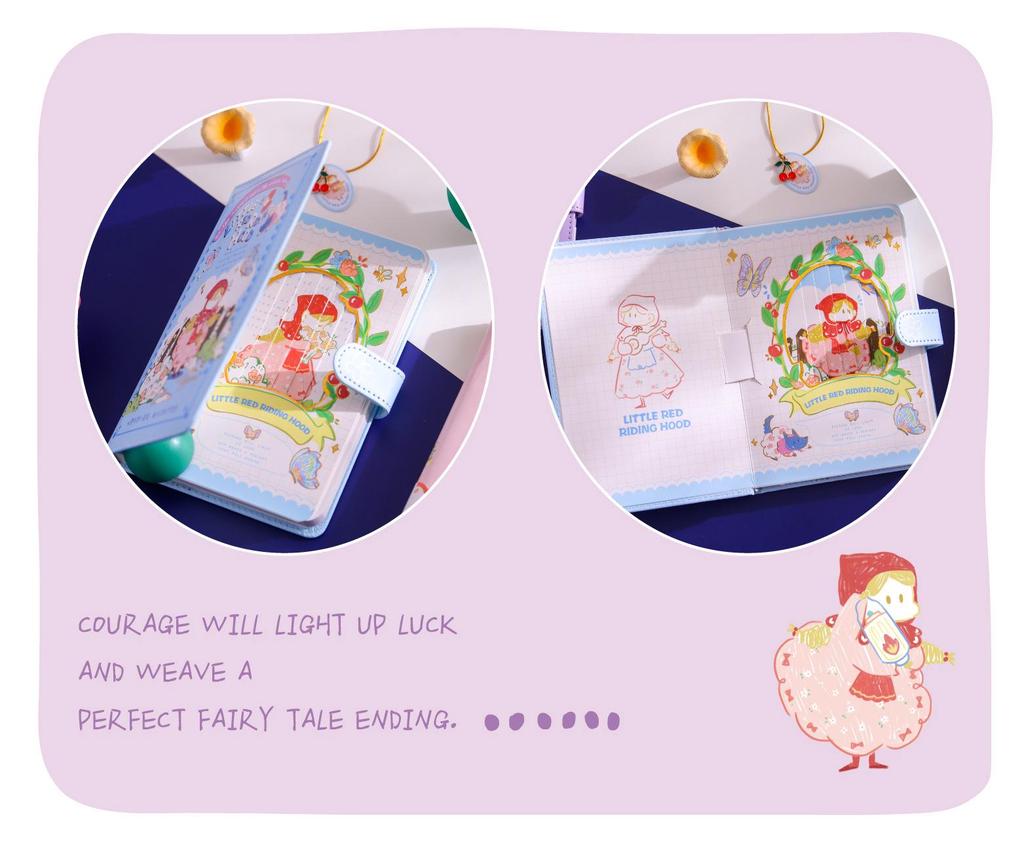 Fuyou B6 PU Magnetic Little Red Riding Hood Journal with Cute Hand-Drawn Illustrations