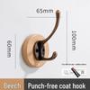 Black Walnut No-Drill Wall & Door Hook for Clothes and Hats