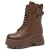 Fashion GKTINOO Retro Style Women High Heel Genuine Leather Mid-Calf Boots 2025 Autumn Winter Warm Platform Booties Zip zapatos mujer