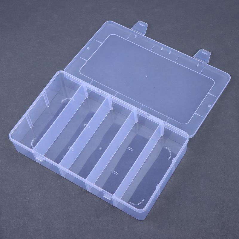 2PCS/3PCSClear Plastic Storage Box With Adjustable Grids And Transparent Design Perfect For Organizing Jewelry