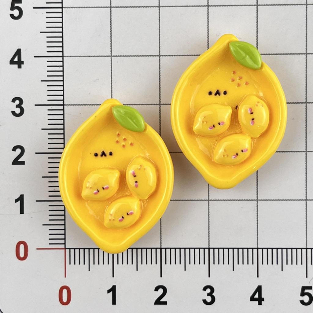 Handmade Resin Accessories: Seven-Color Fruit Plate & Cartoon Stickers for DIY Cream Glue Phone Cases