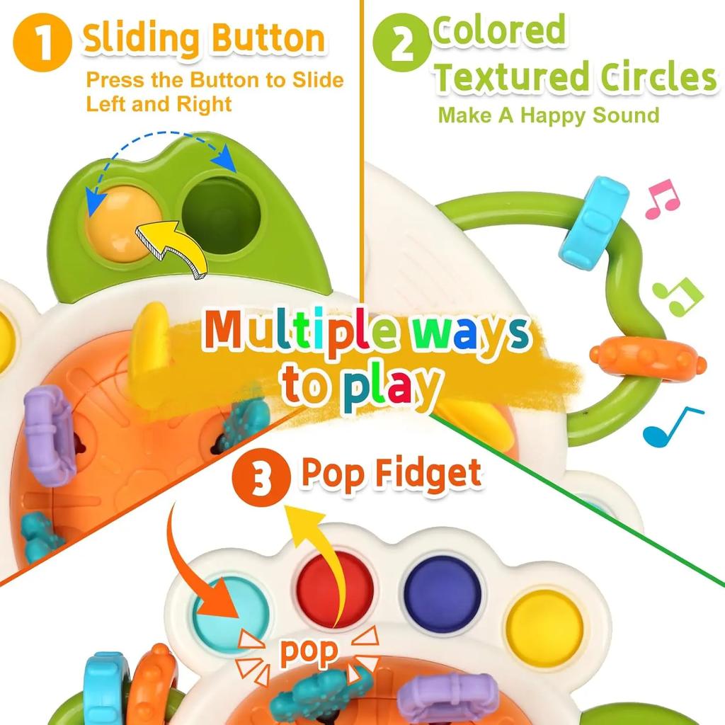 Montessori Pull String Sensory Toy Baby Silicone Teething Early Education Fidget Activity Grasp Travel Toys For Toddler 0-18M