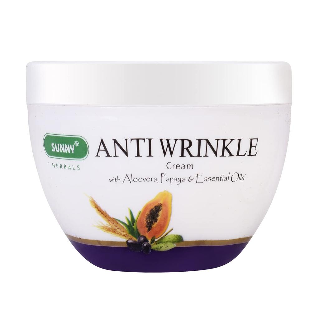 Sunny Herbals Anti Wrinkle Cream | With Aloevera, Papaya & Essential Oils | Prevents Degeneration, Maintains Elasticity and Deeply Hydrates for Fir