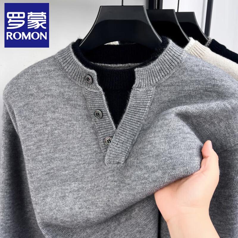 Men's Faux Two-Piece Round Neck Knit Sweater