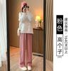 Black narrow wide-leg pants women's spring, autumn and winter velvet high-waisted drape straight casual small corduroy pants