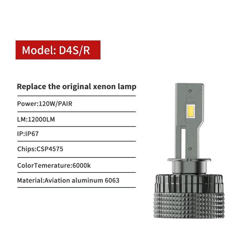 12000Lm D3S D1S Car Led Headlights Bulbs D2S D4S D8S Vehicles Head Light Auto Lamp 6000K Headlamp Diy Replacement