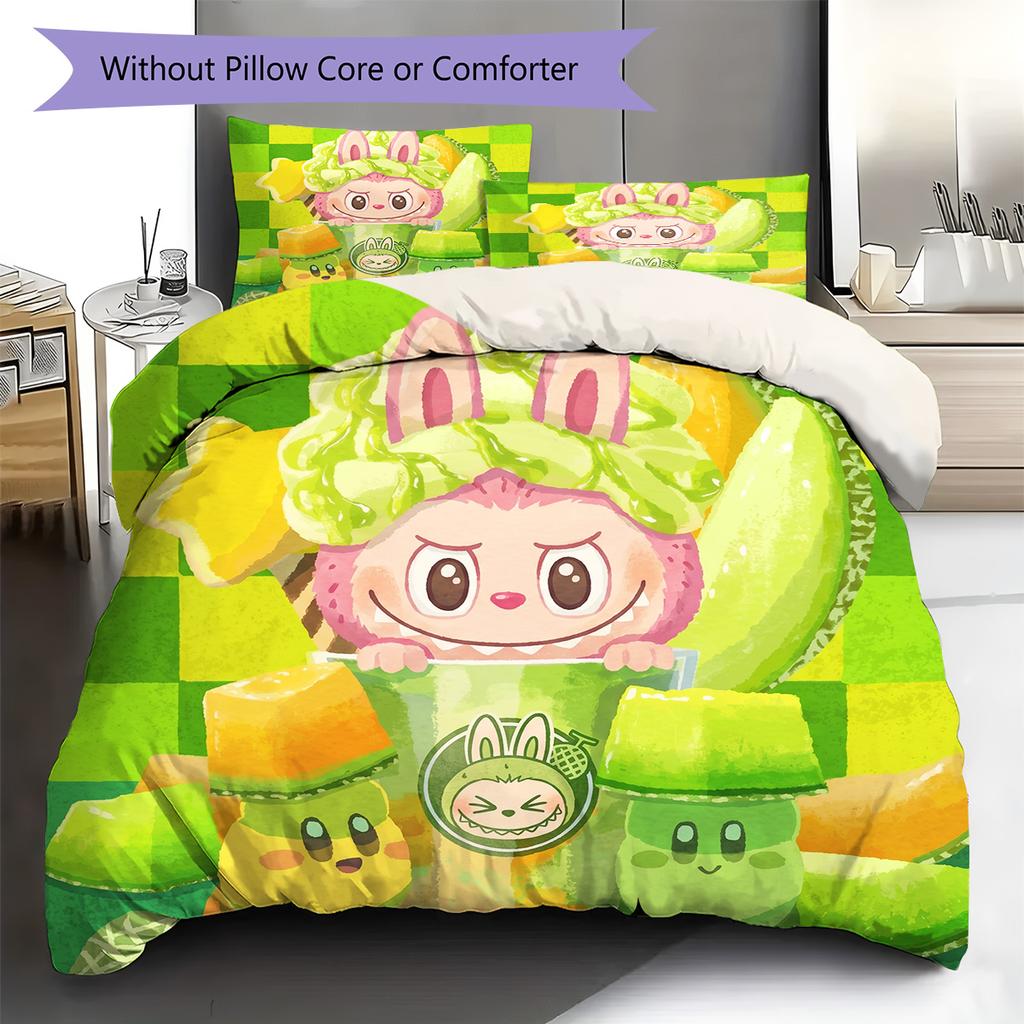 Labubu Pattern Bedding Quilt Set Quilt Cover Pillowcase Home Decoration Birthday Gift (1 * Duvet Cover + 2 * Pillowcase, Without Core)