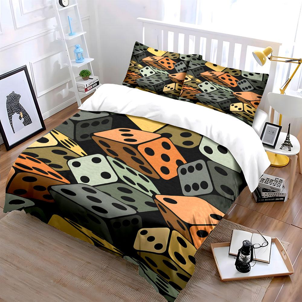 Colorful dice pattern. Bedding sets Duvet cover sets Duvet covers Pillowcases(1*Duvet Cover 2*Pillowcases without duvet insert)