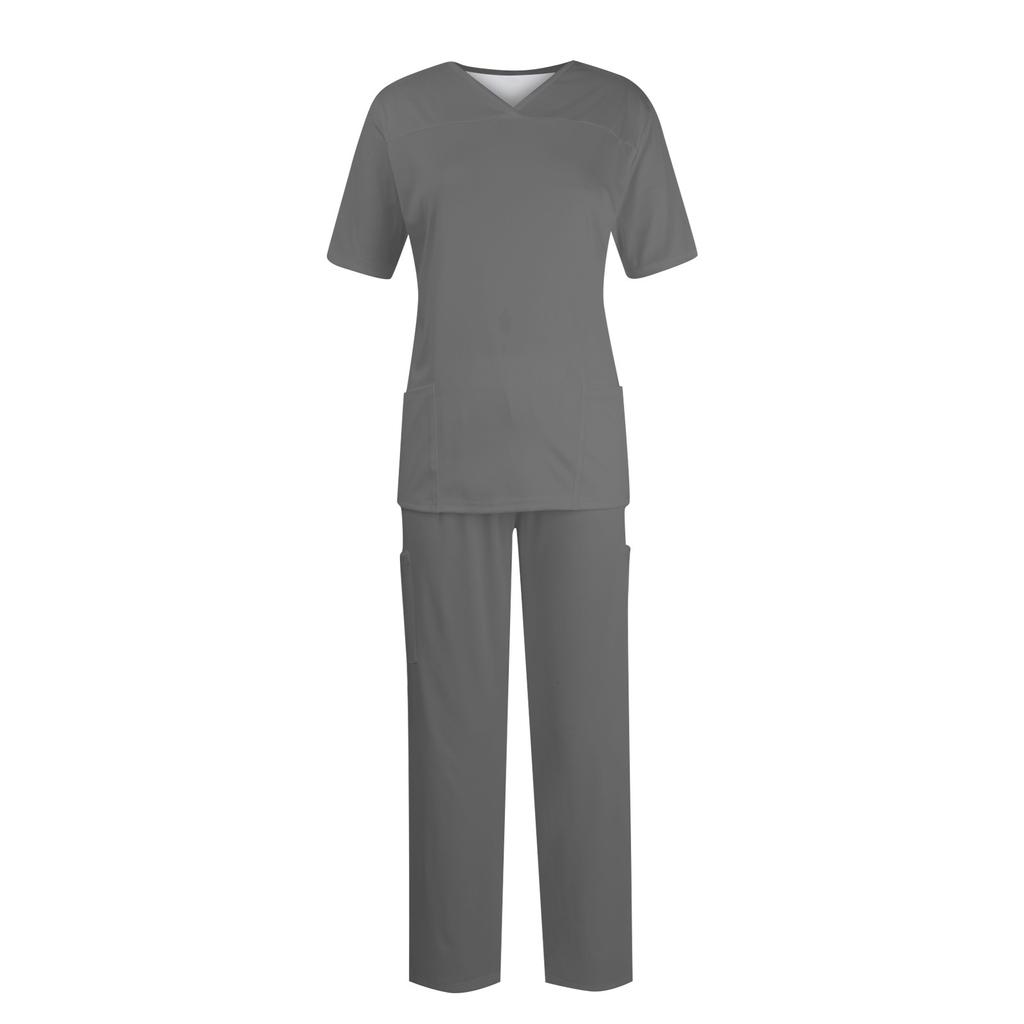 Women Short Sleeve V-neck Tops+Pants Working Set Suit Loose Casual Short Sleeve T Shirts Top And Long Pants Tracksuit