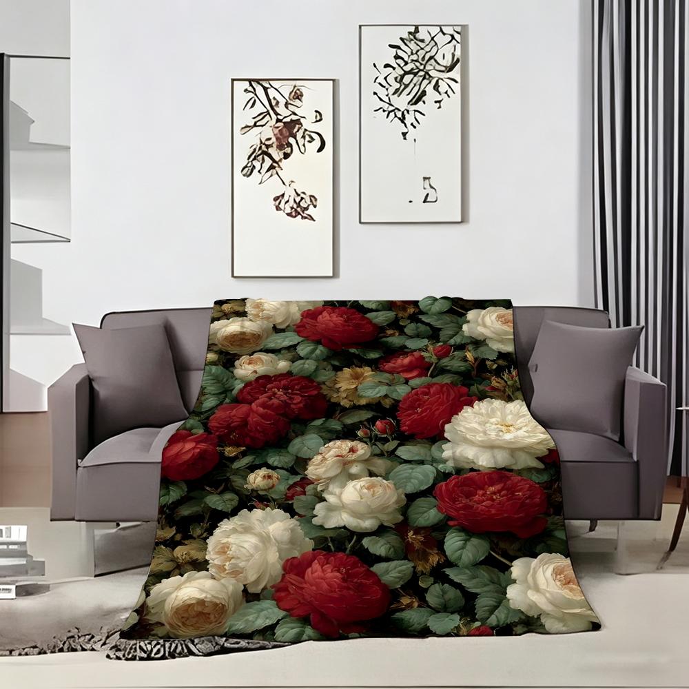 Fresh Flowers Throw Lightweight 240G Flannel Blanket Soft Skin-Friendly For Summer Cooling