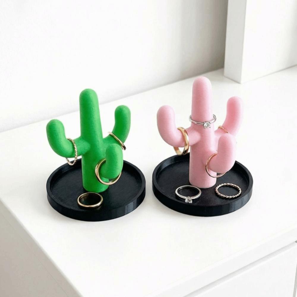 Creative Cactus Ring Holder Funny Cactus Trinkets Plate Jewelry Storage Tray Home Ornaments