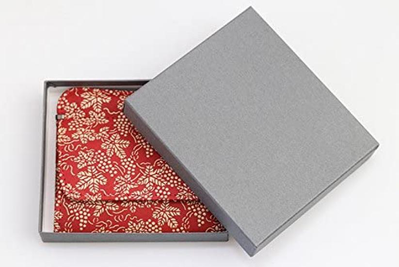 Inden Yushichi Uehara Genuine Leather with Card Coin Purse with Four Sides Model Number Red Background X White Grape Genuine Made In Japan [INDEN-YA]