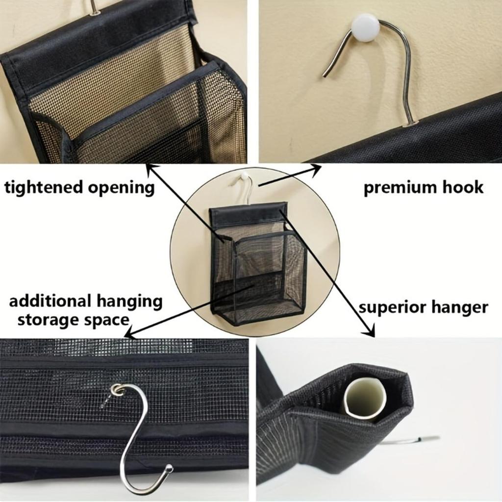 Hanging Toiletry Kits PVC Mesh Hanging Bag Portable Quick Drying Shower Storage Bag Wall Mounted Cosmetics Toiletries Organizer