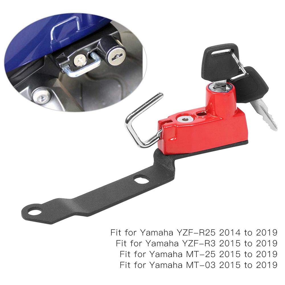 Blokada kasku, Qiilu Blokada kasku, MT25 MT03 YZF R25 R3 2014-2019 Modyfikacja motocykla Stop aluminium Antykradzieżowa Blokada kasku zabezpieczająca (Czerwony)