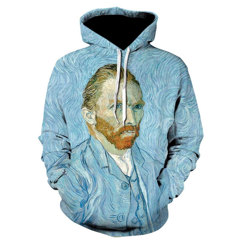 Harajuku Van Gogh Oil Painting Starry Night 3D Print Hoodie Women/Men Fashion Hip-hop Pop Sweatshirt Mens Hoodies