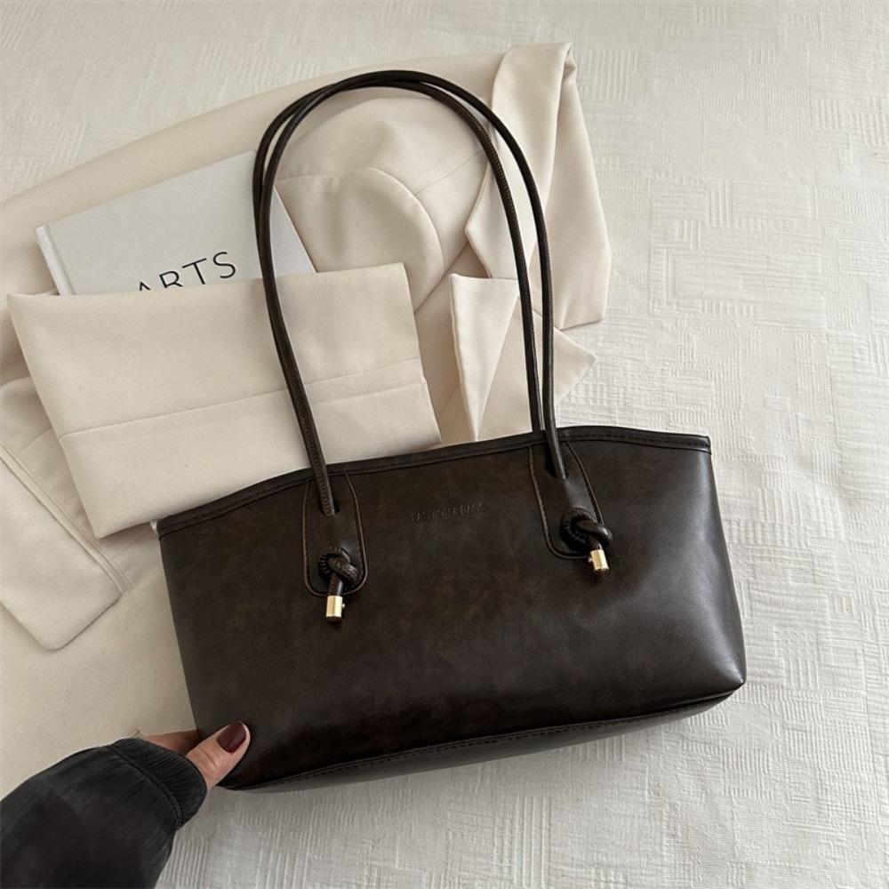 New Large Capacity Work Shoulder Bag PU Leather Simple Lady Handbags Solid Color Crossbody Bag Women Female