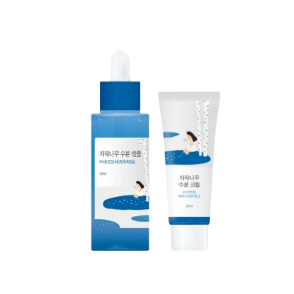 ROUND LAB Birch Juice Moisturizing Ampoule Hydrating Birch Sap Serum 50ml + Cream 20ml Set