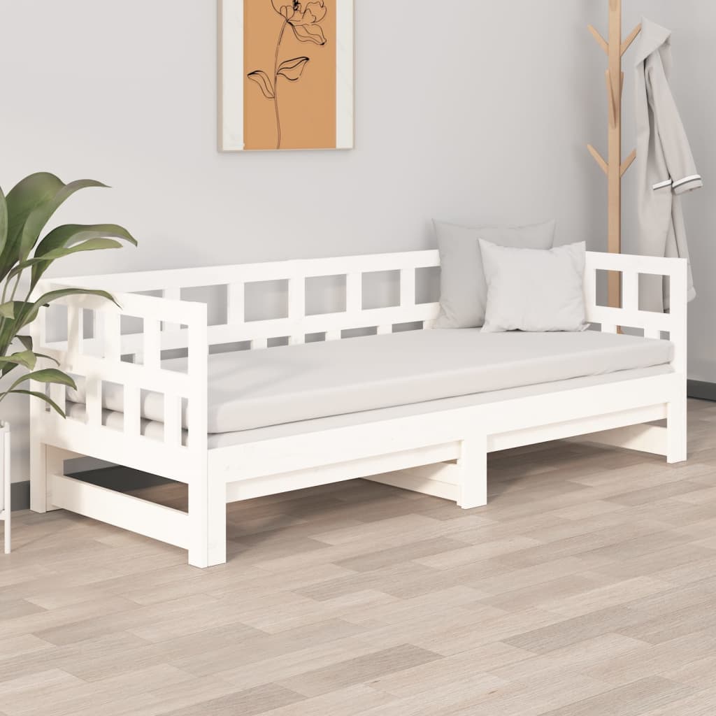Vidaxl Łóżko Rozsuwane, Białe, Lite Drewno Sosnowe, 2X(90X200) Cm