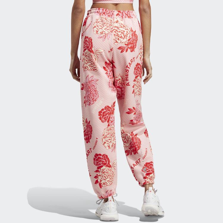 Adidas Originals Trefoil X Stella McCartney Floral Print Joggers With Elastic Waist And Cuffs Women Bottoms Pink HR8081