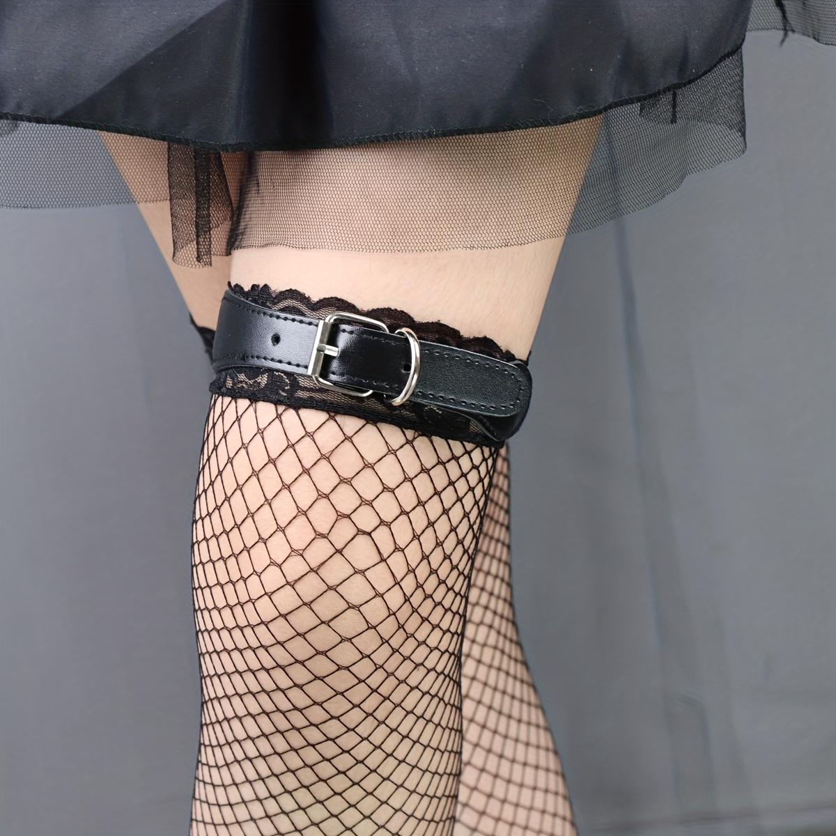 Регулируемый эластичный подвязочный пояс-чулок с антискользящими элементами, Y2K Готический подвязочный пояс на бедро для женщин, черный