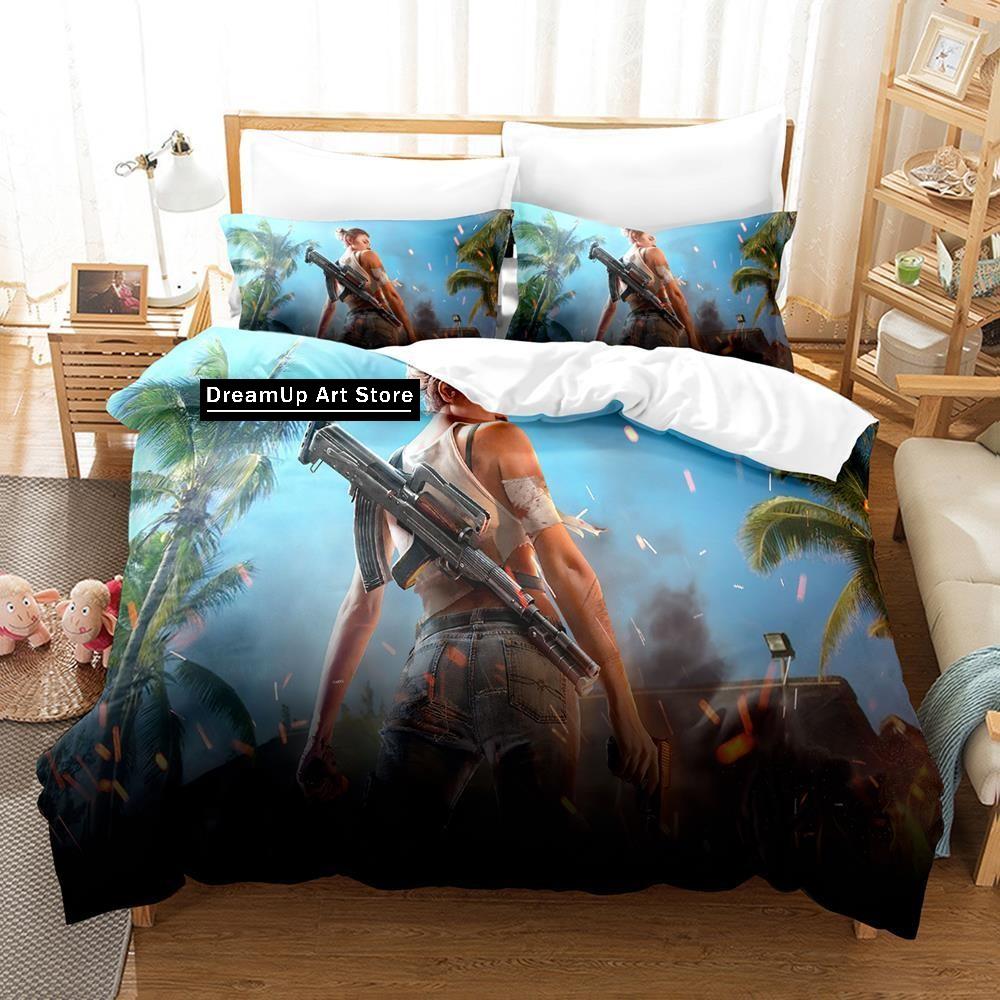 3D Game Garena Free Fire Bedding Set Quilt Cover Bed Cover with Pillowcase Twin Single Queen King Size Boys Adult Home Textile